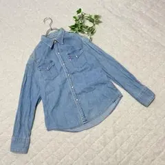 ブルーブルー【M】美品⭐️ウエスタンシャツ　ブルー　大きめ　オシャレ　デニム地