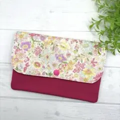 マルチケース♡小花　ピンク　お薬手帳　通帳