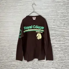 ロイヤルクーガー✨ブラウン　長袖Tシャツ　Sサイズ　バックデザイン　ライオン