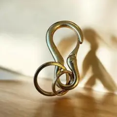 真鍮　フック型　キーホルダー 2リング付き　人気　アメカジ　バイカー