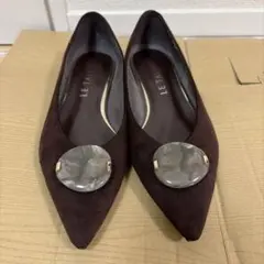 ルタロン　LE TALON ブラウン スエードフラット パンプス