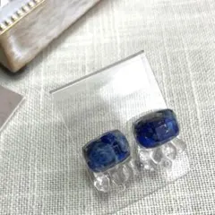 ピアス　天然石　青