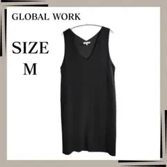 美品　GLOBAL WORK　Vネックジャンパースカート　ブラック　M