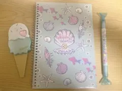 swimmer 子ども用文具セット 水色 貝殻デザイン