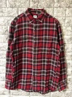 OLD UNIQLO チェック柄 フランネルシャツ レッド 好配色 y2k