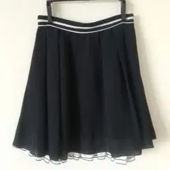 スカート フレア 紺色 膝丈