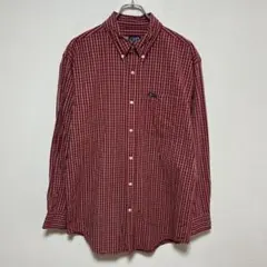 CHAPS チャップス 長袖シャツ M チェック 赤 ボタンダウン ロゴのサムネイル