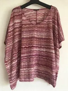 H&M ラメ ストライプ Vネックポンチョ風 トップス