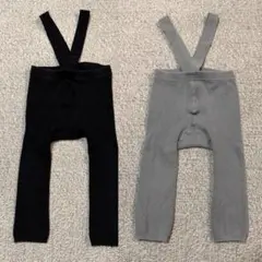 ベビー　レギンスサロペット2点セット　ブラック×ライトブルー