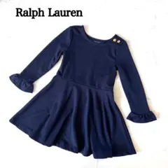 【美品】ラルフローレン　フレアーワンピース 3T 100 長袖　紺　ポニー刺繍