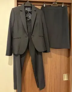 洗える スーツ 3点セット L 黒 ストライプ 通勤 就活 美品