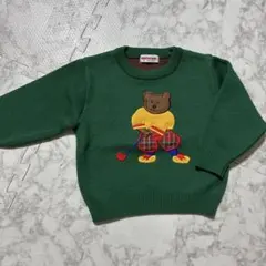 MIKI HOUSE ベアモチーフ ニットセーター グリーン