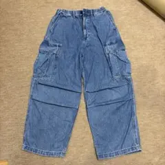 GU ジーユー デニムスーパーワイドカーゴパンツ S ブルーのサムネイル