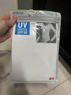 エアリズム UVカットUネックT 長袖　ホワイト　UNIQLO L