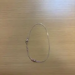 シルバー ピンクビーズ アンクレット ケース付き