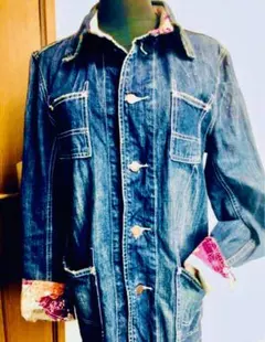 和柄チリメンのパッチワーク★インディゴブルー染め古着