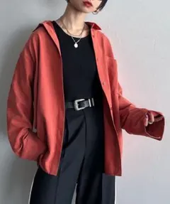 オーバーサイズオレンジコットンシャツ