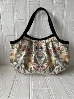 花＆鳥柄ナチュラル地グラニーバッグ　ハンドメイド