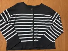 ストライプ　カーディガン 黒　白　Mサイズ