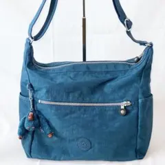kipling キプリング ショルダーバッグ ブルー モンキーチャーム付