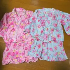 2着セット☆花柄浴衣ドレス ピンク ブルー 130cm