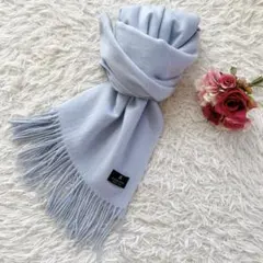 美品　ランバンコレクション　カシミヤ100% 大判　マフラー　ストール　ブルー
