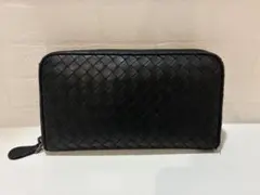 ボッテガべネタ　イントレチャート　ラウンドファスナー　長財布　ブラック