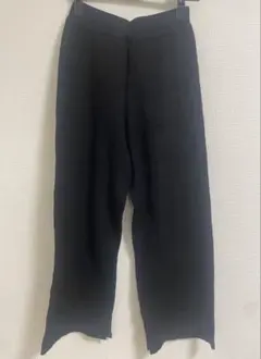 GU スリットニットストレートパンツ 黒