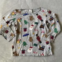 H&M クリスマス柄 長袖カットソー 100cm