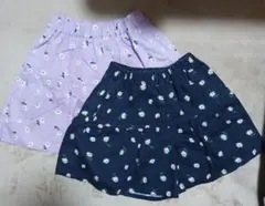 花柄ハーフパンツ　2枚セット　パープル　ネイビー　子供用