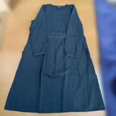 コットン100% グリーンのチュニックワンピース　サイズLシャツワンピース L