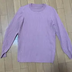 リブ編み長袖セーター 薄いピンク