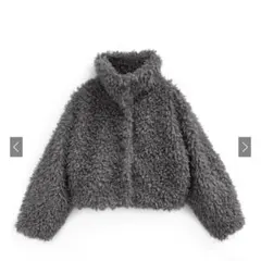 2Way襟プードルファーコート ask79 チャコール