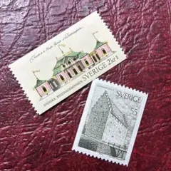 75706セール現品限　外国切手　スウェーデン発行建築物2種揃