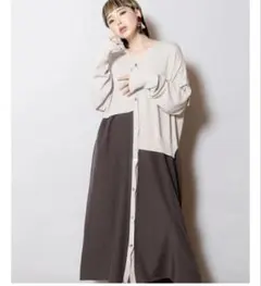 美品！【オズモーシス】2wayニットワンピース　 グレー×チャコールグレー