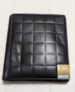 CHANEL シャネル チョコバー 二つ折り財布 ブラック ゴールド金具のサムネイル