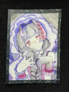 乙女　|原画 ハガキサイズ 少女 アナログイラスト 一点物