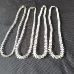まとめ売り　天然石水晶ネックレス4本セット　silver　ストーン