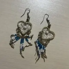 ハート型ビーズピアス