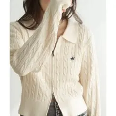 【ほぼ未使用】ロペピクニック ポロ ケーブル編み ニット カーディガン