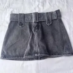 【新品】パンツスカート　ミニ　デニム　黒、グレー　Lサイズ