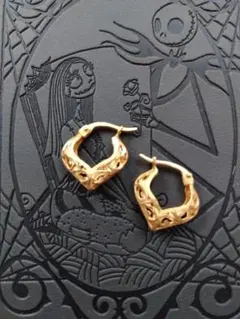 K18 ゴールド装飾フープピアス