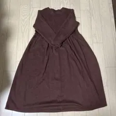 ブラウン 長袖 ワンピース