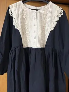 sm2 胸元配色レースワンピース　黒　新品タグ付き