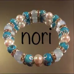 ターコイズを華やかに♡ターコイズとシェルパール・アクアマリンの天然石ブレスレット