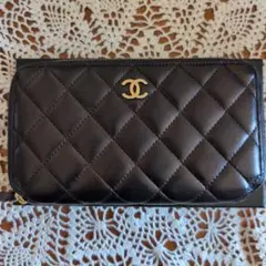 ✨美品✨CHANEL ブラック キルティングマトラッセ ラウンドファスナー長財布
