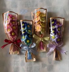 ハンドメイド モールフラワー 枯れない花 ミニブーケ 4点セット