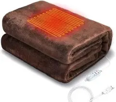 電気ブランケット 電子ブランケット ブラウン USB給電式 100×65㎝