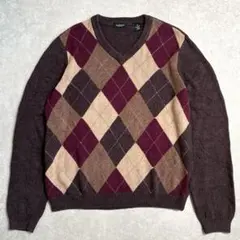 【美品】90s VanHausen ヴィンテージアーガイルセーターニット M