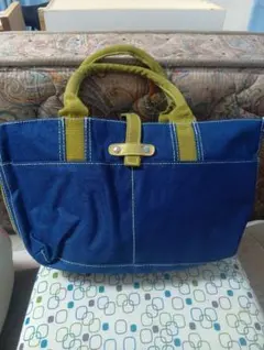 青と黄緑のキャンバス トートバッグ